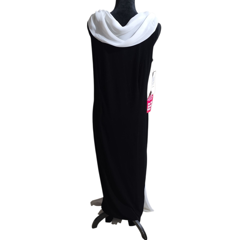 Night Way Collections Black Dress with White Draped Neckline